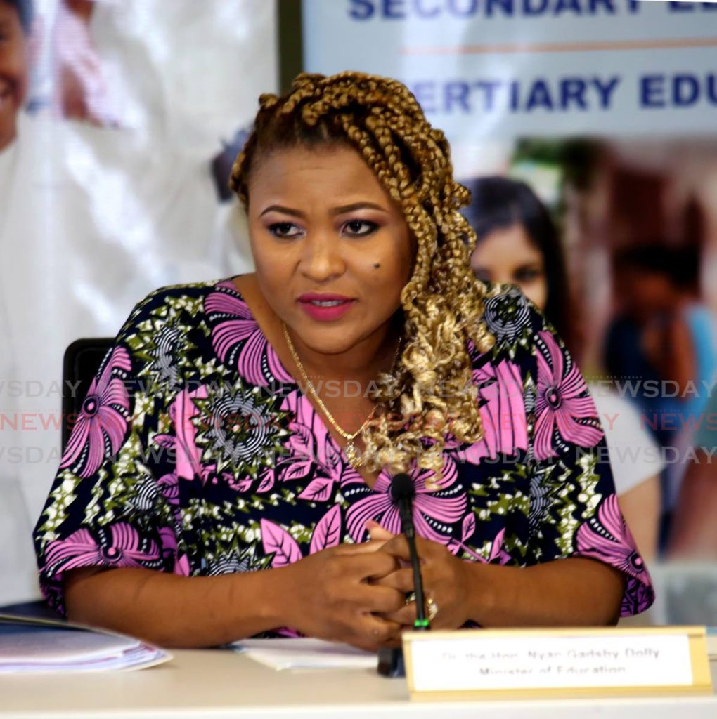 Education Minister Dr Nyan Gadsby Dolly during the annoucement of national scholarships and bursaries on March 11. - Photo by Sureash Cholai 