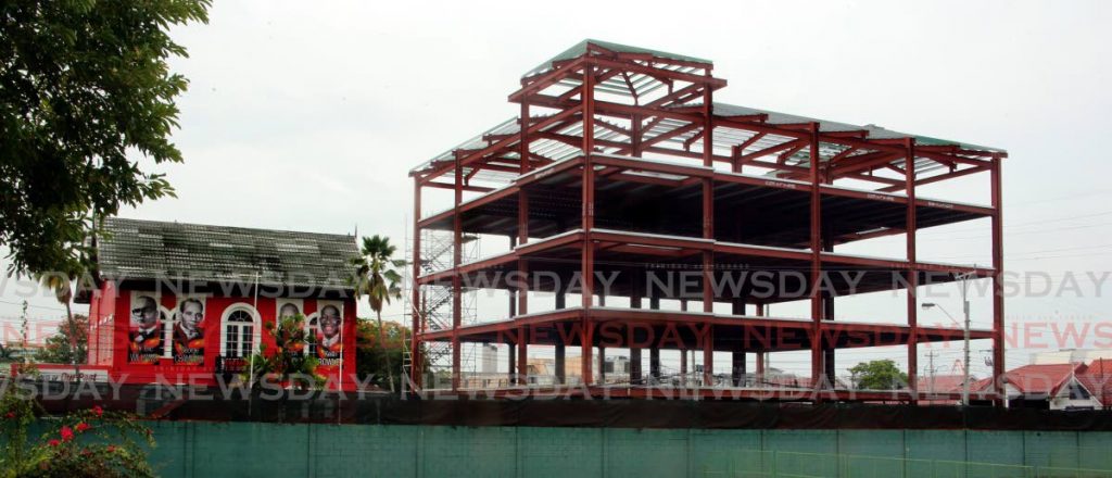  Construction of the new Balisier House, party headquarters of the People's National Movement (PNM), is well underway. Work on the new building started two years ago. - SUREASH CHOLAI
