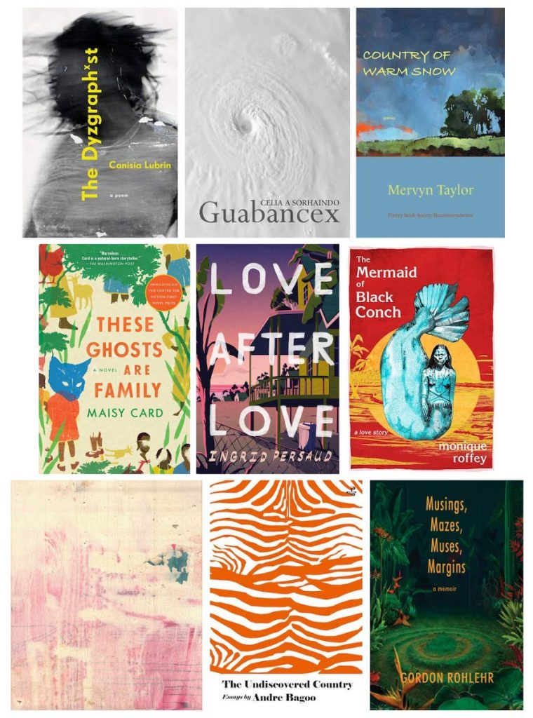 The book covers of the nine longlisted books for the OCM Bocas Prize 2021. - 