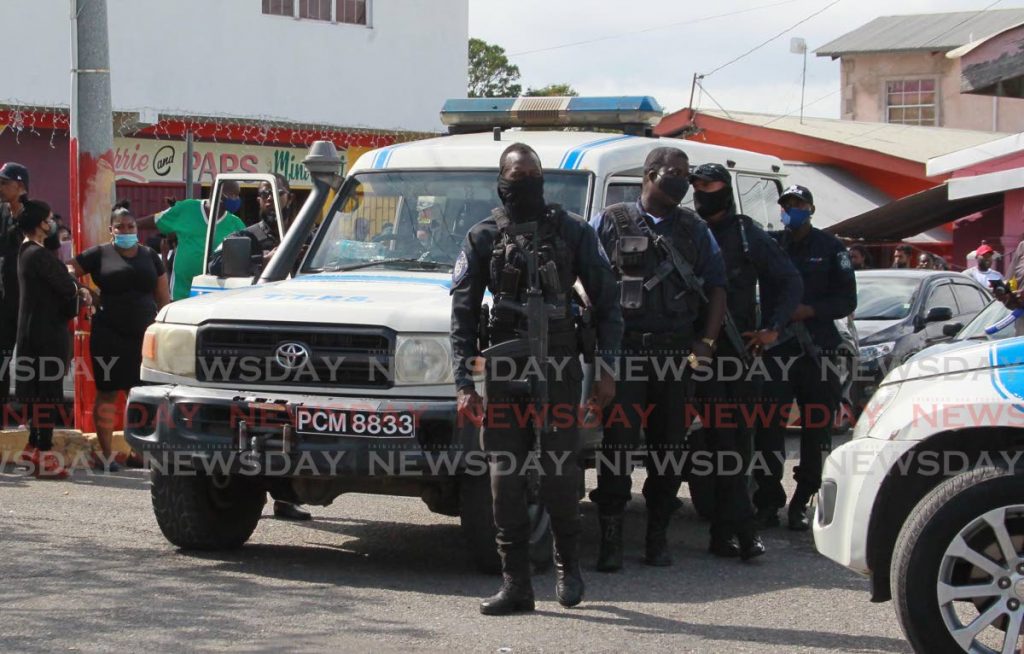 File photo of Police officers in Chaguanas. - Photo by Roger Jacob