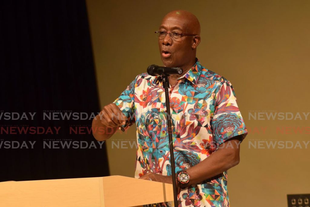 Prime Minister Dr Keith Rowley in an address at the PNM's Spiritual/Shouter Baptist Liberation Day celebrations, Government Campus, Port of Spain on Saturday, after attending a covid19 briefing at the Diplomatic Centre. Photo by Vidya Thurab - 