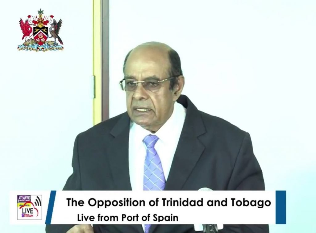 Former Caroni East MP Dr Tim Gopeesingh speaks to the media at the Office of the Opposition Leader in Poer of Spain on Sunday. - 