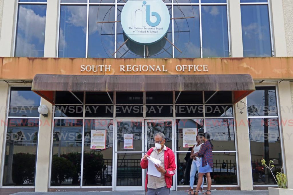 In this file photo, a man is seen leaving the National Insurance Board, South Reginal office on Harris Promenade, San Fernando. - Marvin Hamilton