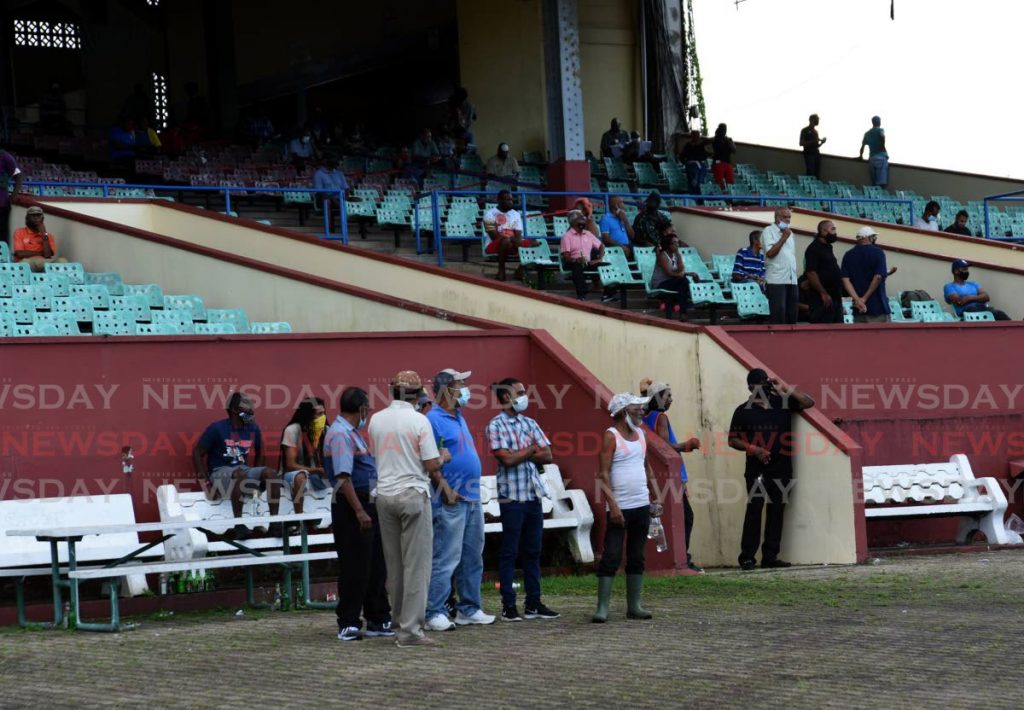 Supporters look on at a race during the Trinre Trinidad Derby Stakes, at the Santa Rosa Park, Arima on November 28, 2020. PHOTO BY AYANNA KINSALE. - Ayanna Kinsale