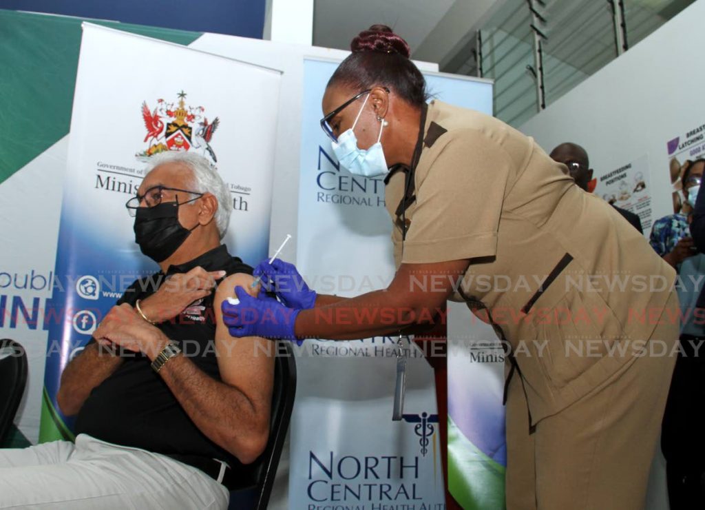 FLASHBACK: Health Minister Terrence Deyalsingh seen in this file photo getting his covid19 vaccince on April 6, says it is now much easier to access the vaccine than when the rollout first began. - 