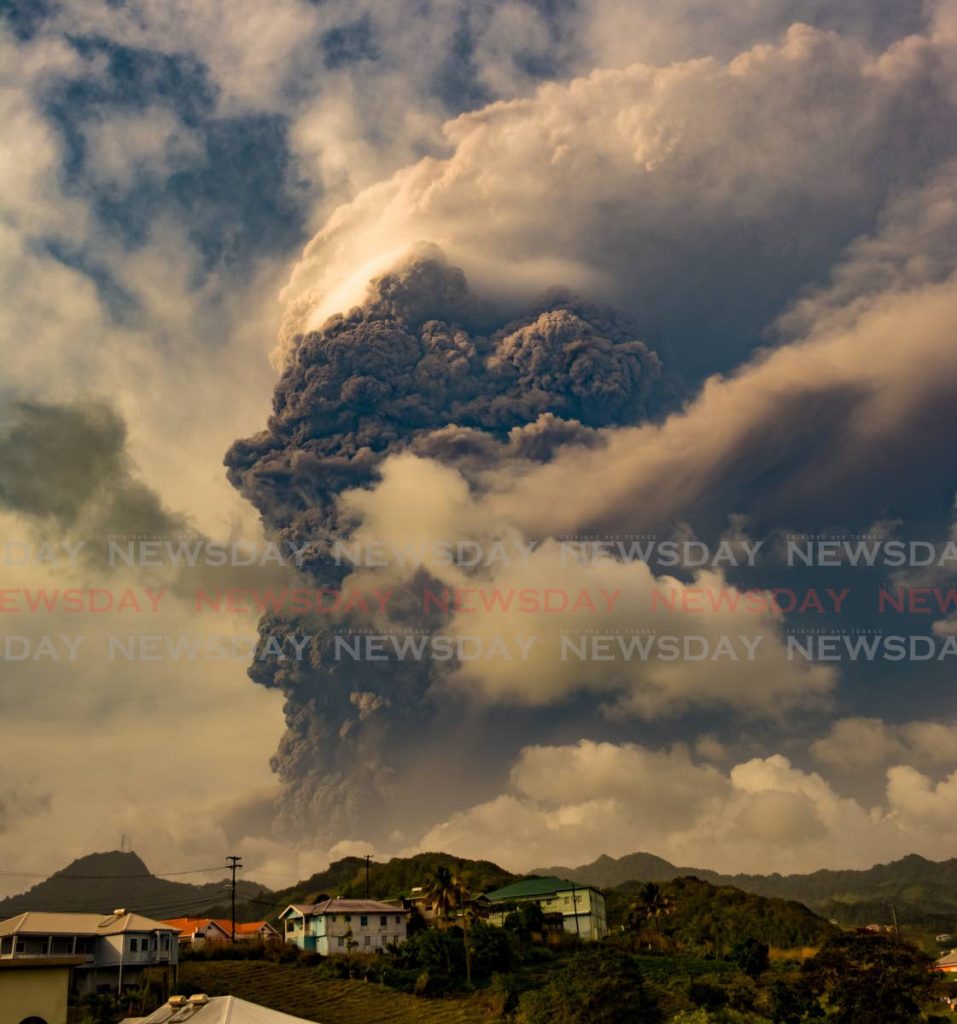 Ash clouds tower above La Soufriere as seen from Dorsetshire hill in St Vincent on April 9. Photo courtesy Virad Peters
Photo courtesy Virad Peters - 