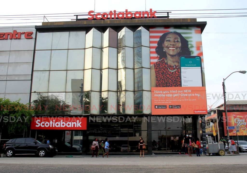 Scotiabank on Independence Square, Port of Spain. The bank announced that same-sex partners of employees will be included in health benefits. - PHOTO BY AYANNA KINSALE