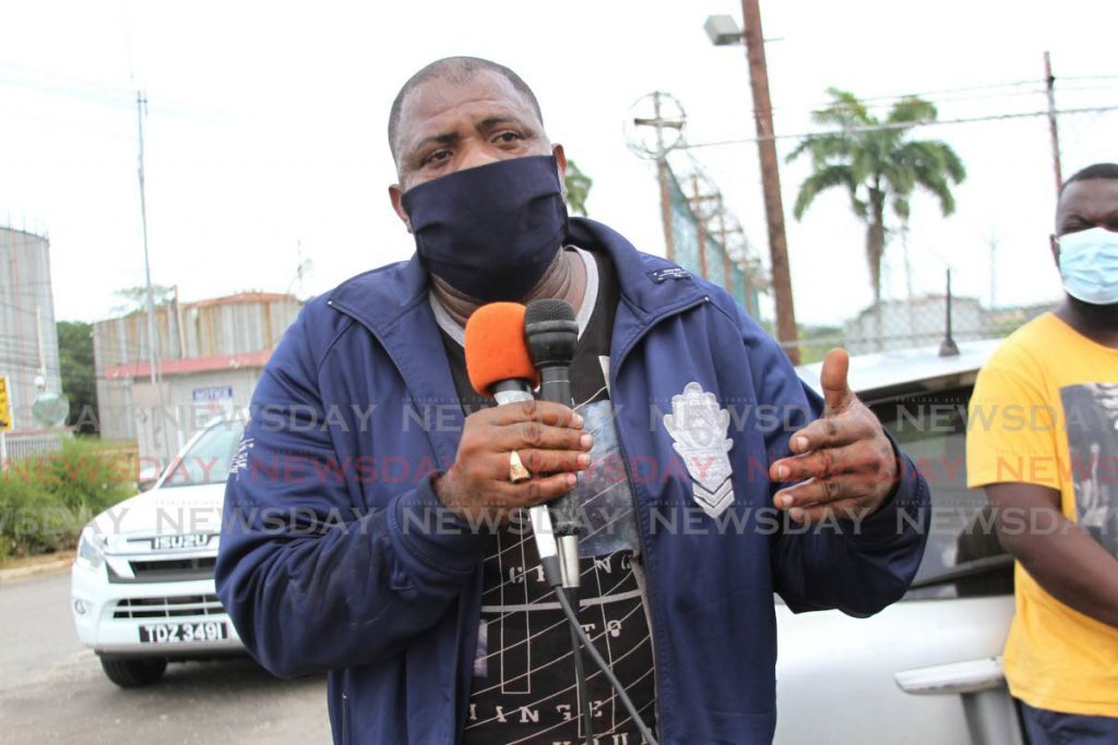 On Thursday morning Brian Hamlet, a Marabella resident spoke with media at in Pointe-a-Pierre following the NiQuan explosion that rocked south Trinidad on April 7. Photo by Marvin Hamilton