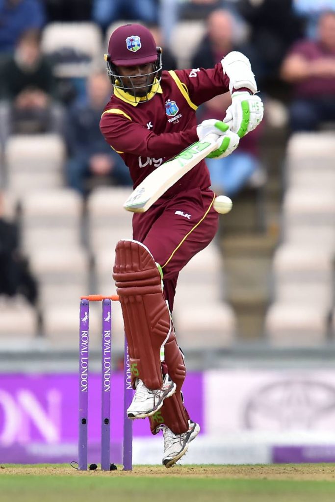 In this September 29, 2017 file photo, West Indies' Jason Mohammed bats during the final One-Day International match between England and the West Indies at the Ageas Bowl in Southampton, England. (AFP PHOTO) - 
