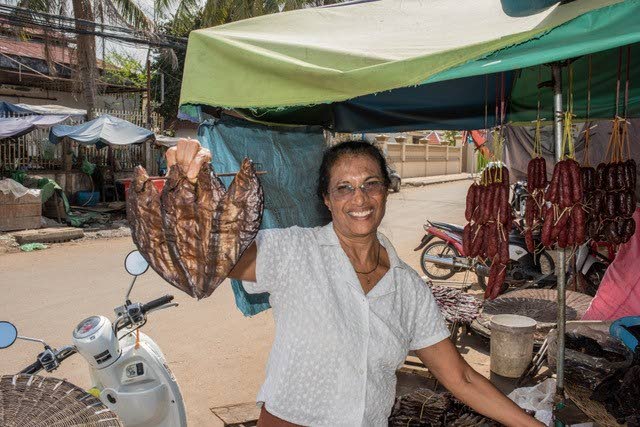 Dr Shakuntala Haraksingh Thilsted in a Cambodian fish market in a small town near Siem Riep in 2017. - 