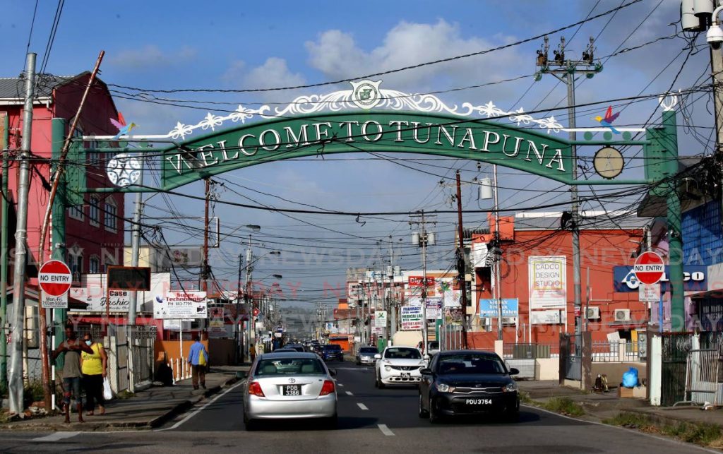 Welcome to Tunapuna banner along the Eastern Maim Road form the western side. - SUREASH CHOLAI