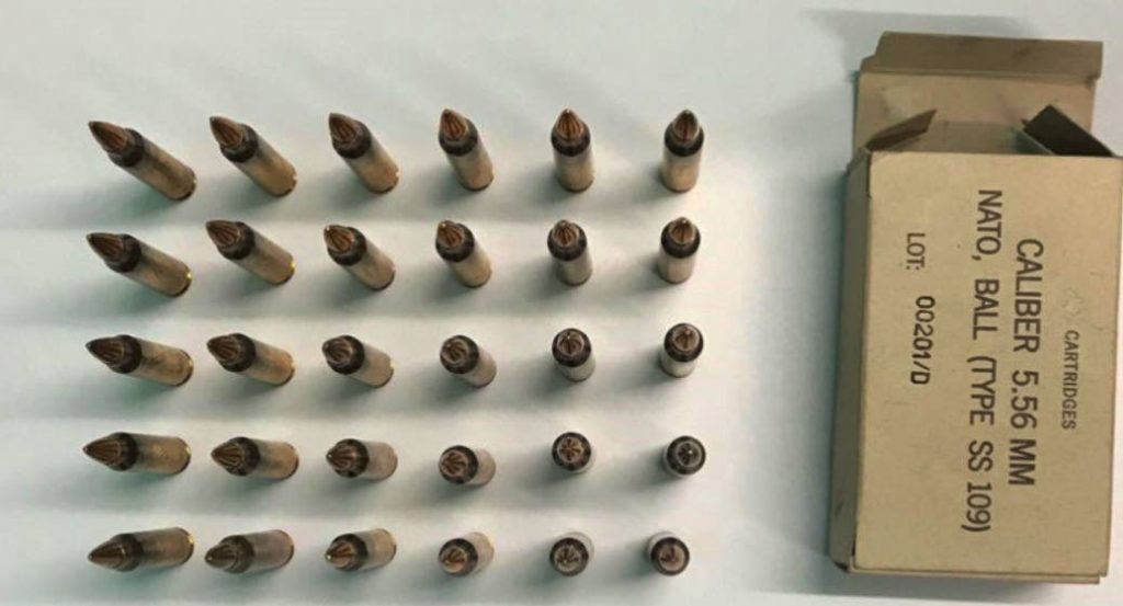 SEIZED: The 5.56 calibre bullets seized from the Freeport apartment home of two Spanish nationals by police on Monday. PHOTO COURTESY TTPS - ttps