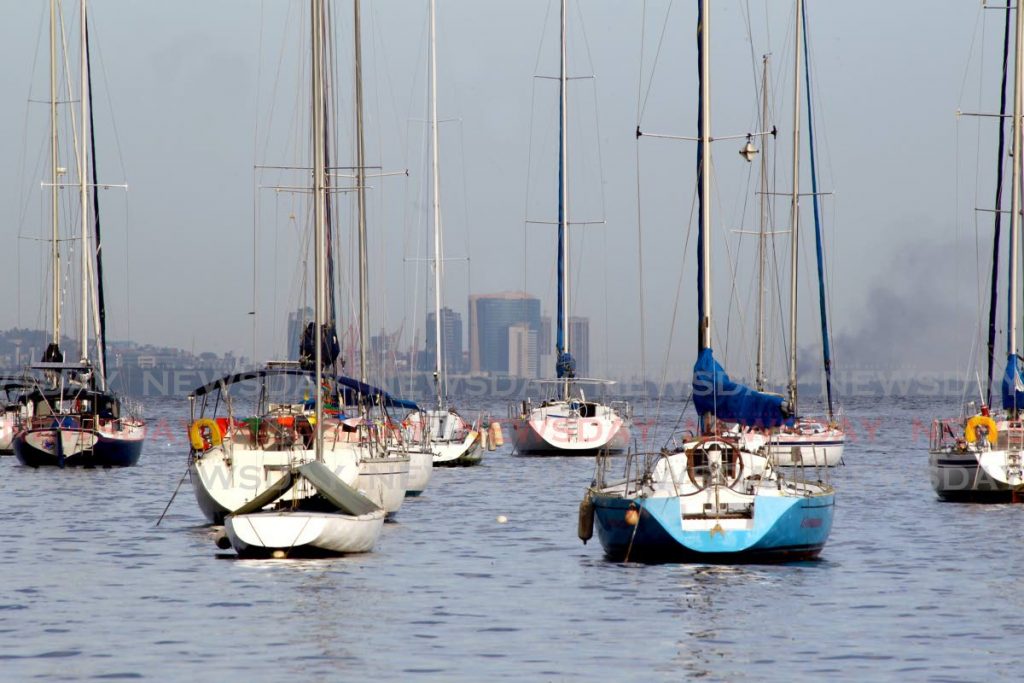 Yachts anchored off the marina in Chaguaramas. File photo/Roger Jacob