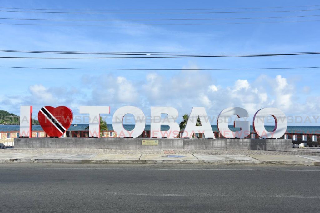 The I Love Tobago sign on the Scarborough Esplande. PHOTO BY AYANNA KINSALE  