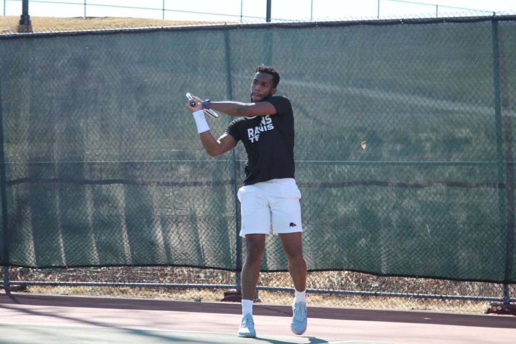 TT's Nkrumah Patrick in Davis Cup action on Wednesday in Panama.  - 