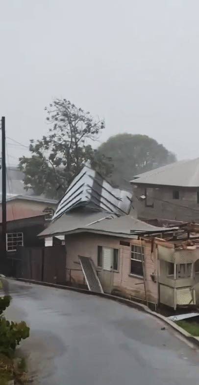 ROOF FLYING: A screen grab of a video which circulated on social media shows the roof of a house going flying after being ripped off by winds caused by Hurricane Elsa which slammed into Barbados on Friday. The storm also affected other islands in the Eastern Caribbean including St Lucia and Grenada.  - 