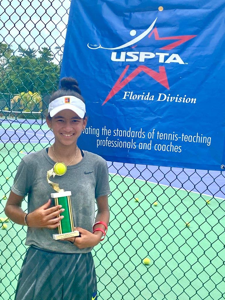TT tennis player Jordane Dookie after finishing second at the US  Tennis Association Level Six junior tournament in Miami, Florida, on Tuesday. PHOTO COURTESY TENNIS ASSOCIATION OF TT - COURTESY TENNIS ASSOCIATION OF TT