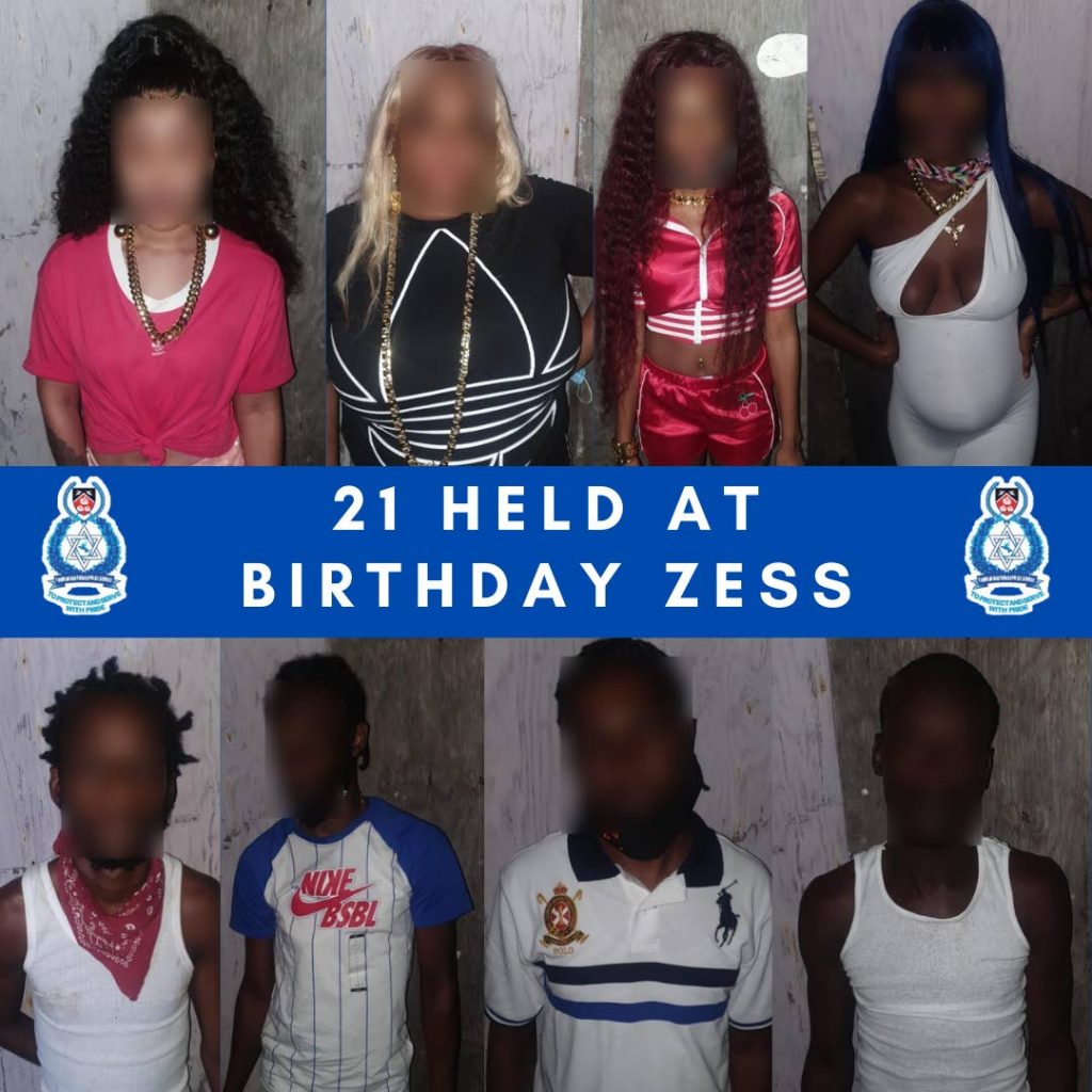 Police reported 21 people were arrested at a birthday party in Sea Lots on July 17, 2021. Photo courtesy TTPS - 