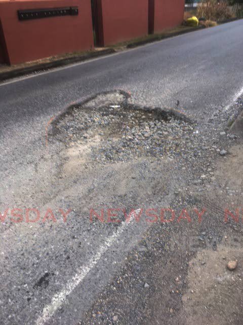 File photo of a pothole in Petit Valley 23.07.2021. Photo by Gerard Duval
