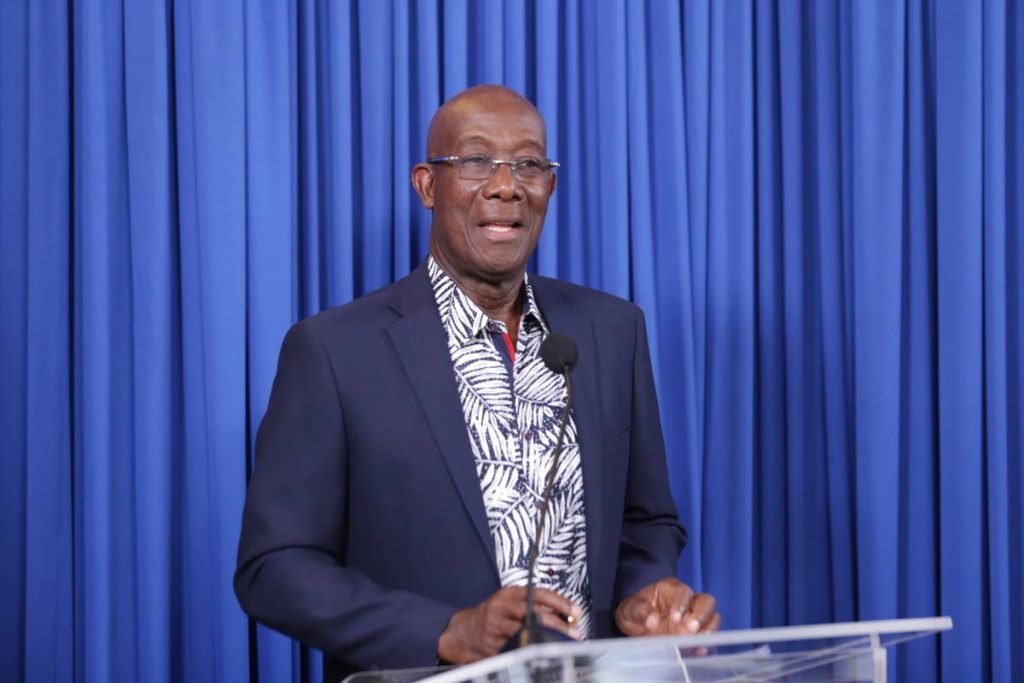 THE PLAN: Prime Minister Dr Keith Rowley speaks to the media at Thursday's post-Cabinet news conference at the Prime Minister's Residence in Blenheim, Tobago. - OFFICE OF THE PRIME MINISTER