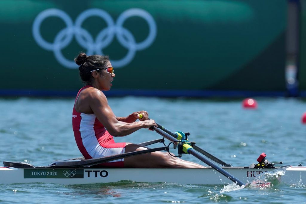 Felice Aisha Chow competes in the women's rowing single sculls semifinal at the 2020 Summer Olympics, on Thursday (Wednesday night TT time), in Tokyo, Japan. (AP PHOTO)