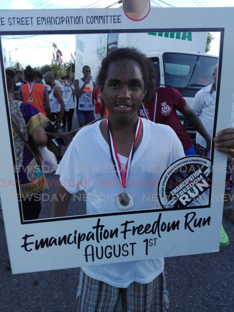 FILE PHOTO: Renaldo Auguste won a prize for being the first differently-abled person across the line at the 2019 Freedom Run in Sangre Grande. Renaldo finished somewhere in the middle of the field overall.  -