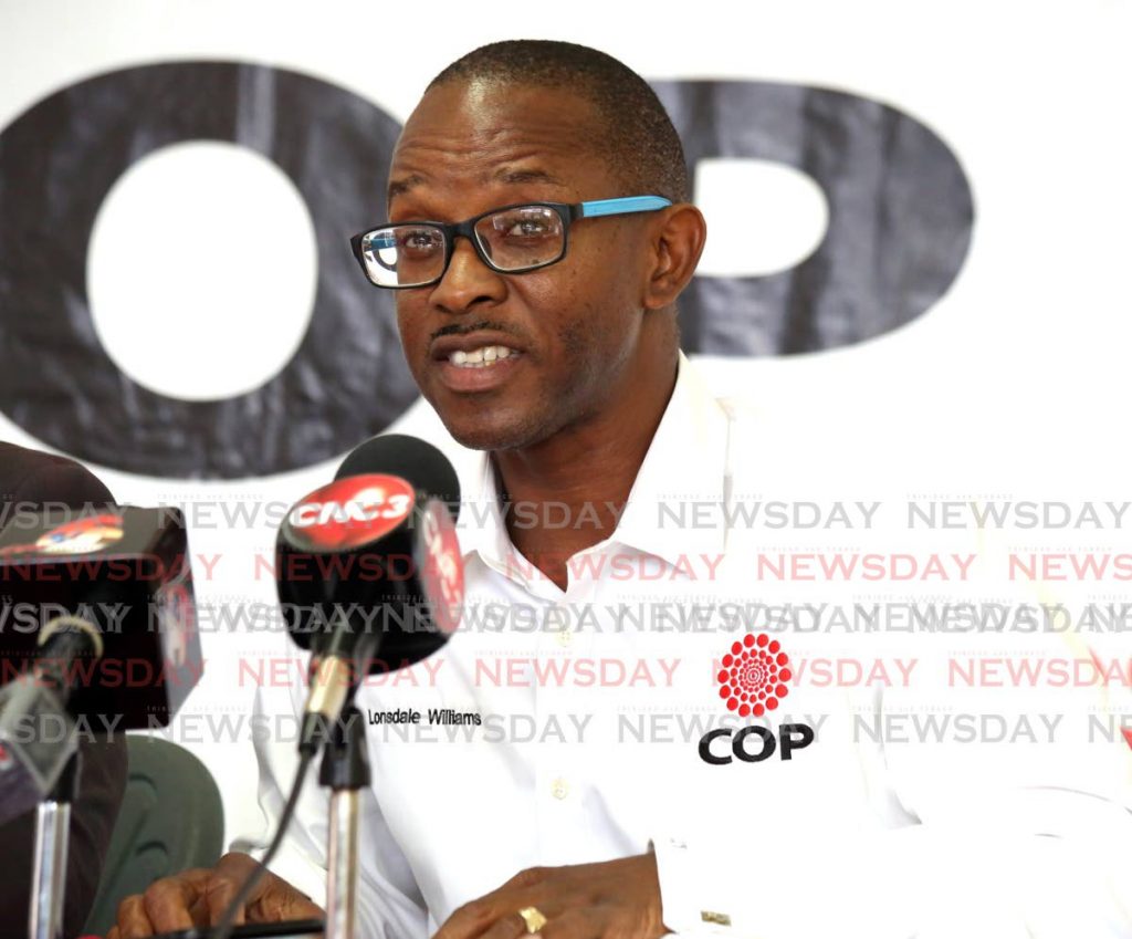 CONGRESS of the People (COP) interim chairman Lonsdale Williams - File Photo 