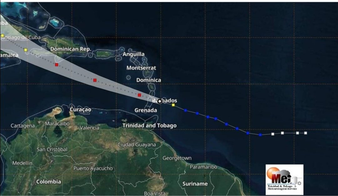 Hurricane warning down to storm warning for Barbados Trinidad and
