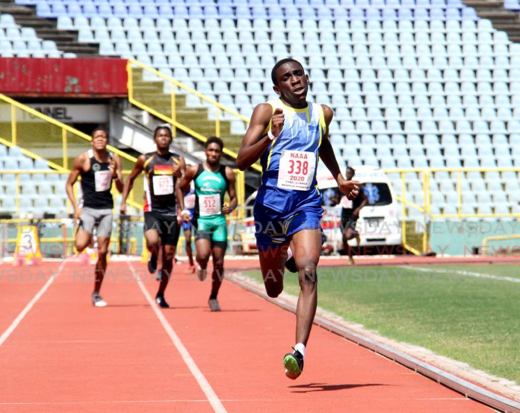 In this Feb 28 file photo, Cyril Sumner of Memphis Pioneers places first in the under 20 800 metre run during the NAAA 2021 Track and Field series at the Hasely Crawford Stadium, Port of Spain. Athletes between the ages 12 to 18 are being urged to get vaccinated against the coronavirus.  - Ayanna Kinsale