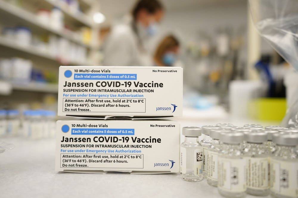 FILE PHOTO: Boxes and vials of Johnson & Johnson covid19 vaccine. AP Photo - 