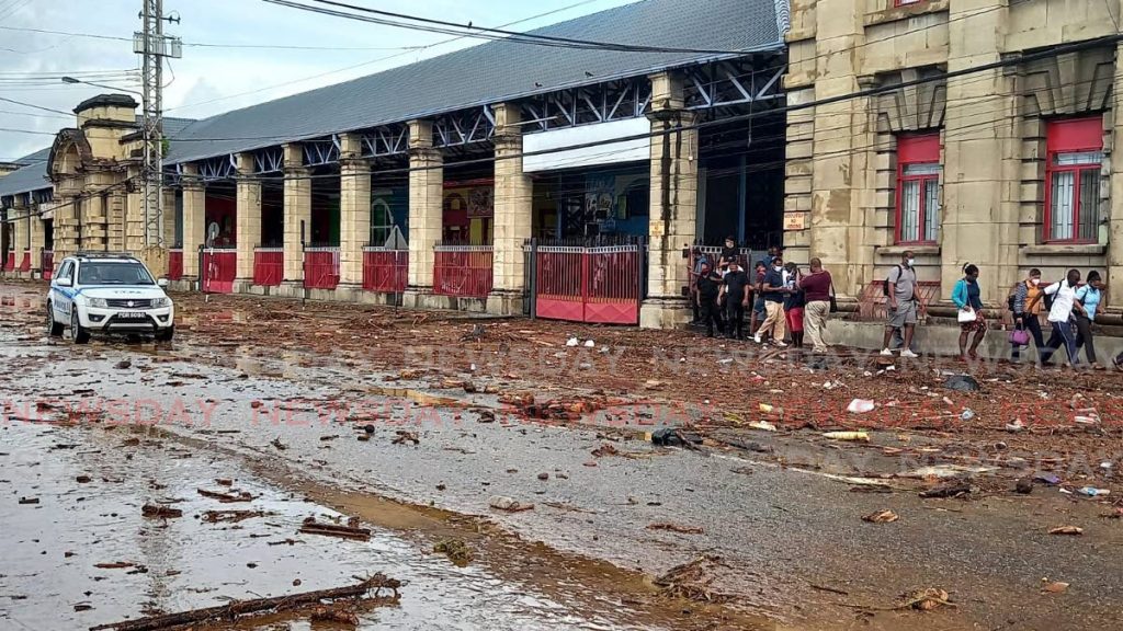 Rubble, garbage and mud surrounded City Gate in Port of Spain after heavy rainfall on Tuesday - Photo by Grevic Alvarado