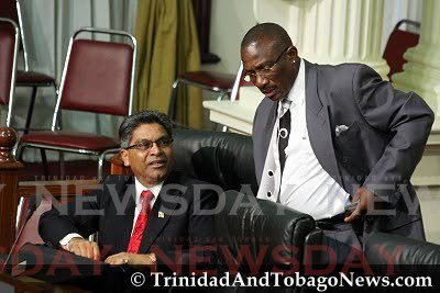 Harry Partap, left, in Parliament when he was the MP for Cumuto-Manzanilla. - 