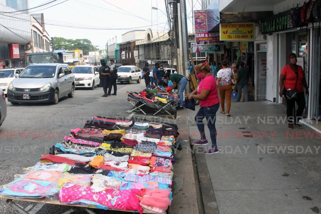 Street vendors on High Street, San Fernando. - File photo by Lincoln Holder