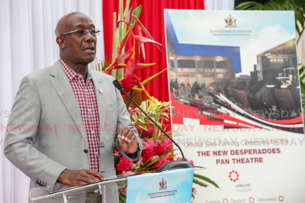 PM Rowley at sod-turning for Desperadoes's new home. Photo by Jeff Mayers - Jeff Mayers