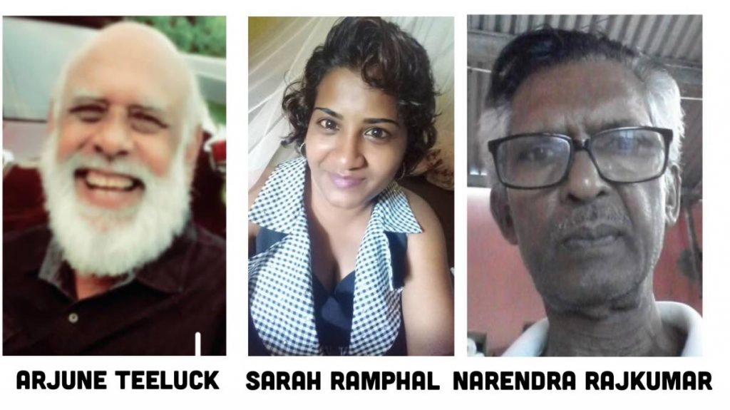 Poets Arjune Teeluck, Sarah Ramphal, and Narendra Rajkumar. Source: Motivational Strips - 