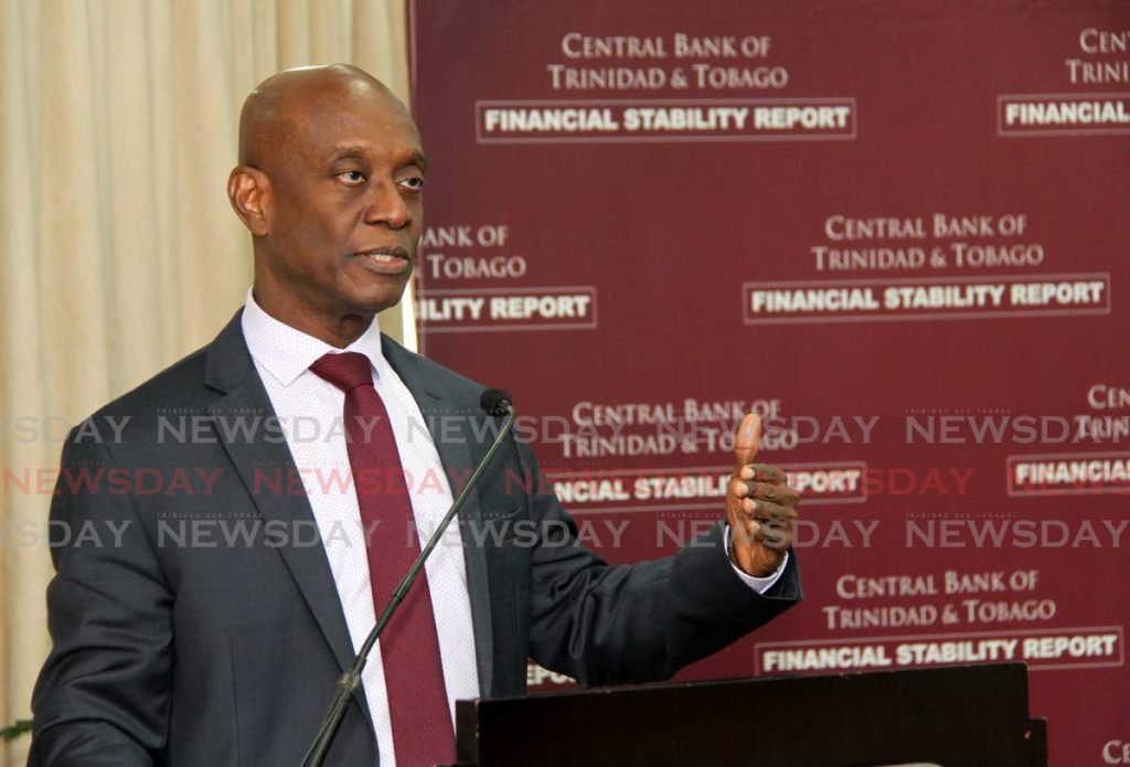 In this 2018 file photo, Central Bank Governor Dr Alviin Hilaire presents the Financial Stability Report for 2017. Last Thursday, he made a virtual presentation of the Financial Stability Report 2020.  - 