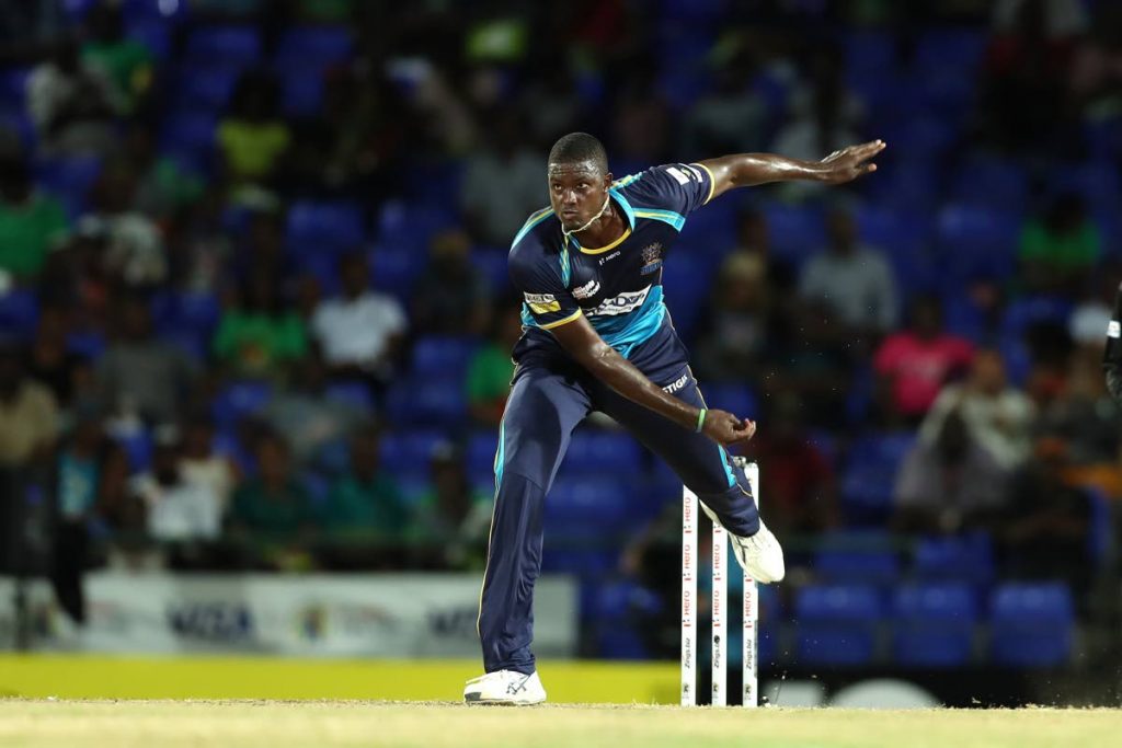 In this September 11, 2019 file photo, Jason Holder of Barbados Tridents bowls during the Hero Caribbean Premier League match between St Kitts/Nevis Patriots and Barbados Tridents at Warner Park, in Basseterre, St Kitts. PHOTO COURTESY CPL T20 - 