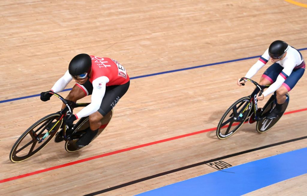 (FILE) Trinidad and Tobago's Nicholas Paul (left) won gold, on Saturday, at the 2021 UCI Track Cycling Nations Cup, in Cali, Colombia, with a victory in the men’s keirin final.  - 