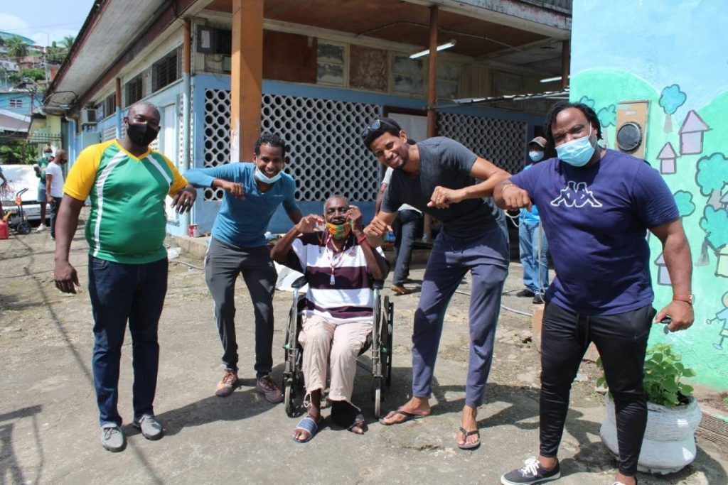   Rodney Stowe, Aquil Arrindell, Jeffrey Hamilton Scott, founding member of Spree Simon Steel Orchestra, Fuad Abu Bakr and MP Keith Scotland. - 