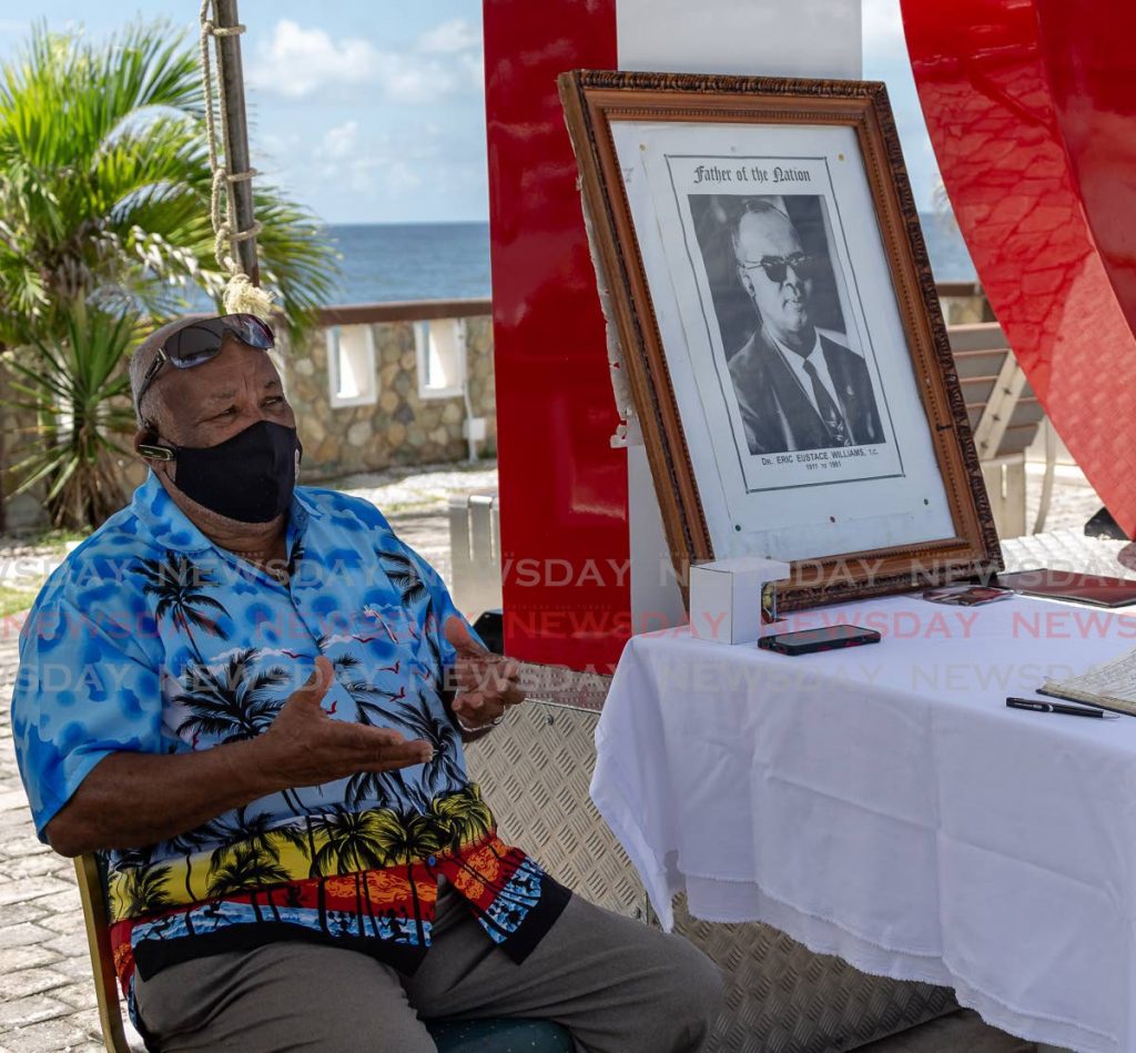 Chairman of the Dr Eric Williams memorial committee Reginald Vidale at a function on Tuesday to mark TT's 59th anniversary of independence at the I Love Tobago sign in Scarborough. Photo by David Reid