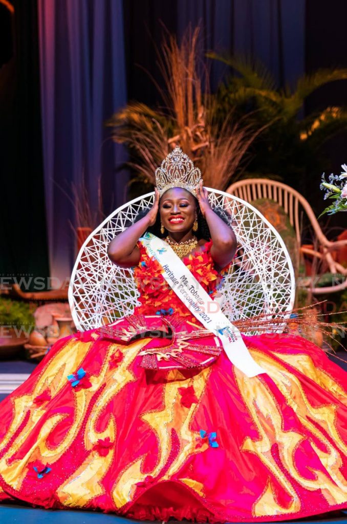Janae Campbell holds the crown after being named Miss Tobago Heritage Personality 2021 in a pre-recorded show at the Shaw Park Cultural Complex on September 11. - Photo courtesy Tobago Festivals Campbell