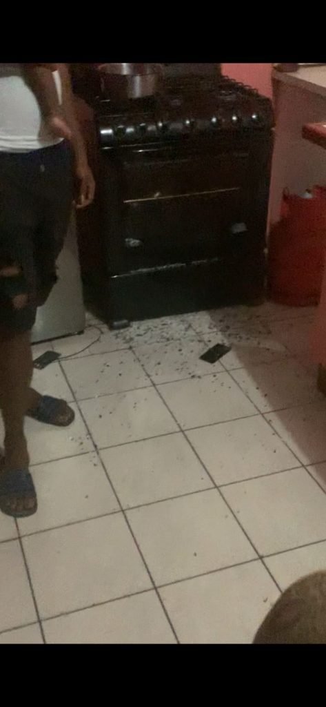 A St Paul Street, Port of Spain mother is accusing the police of brutality after they  damaged her stove  on Friday morning. Photo courtesy a St Paul Street resident -