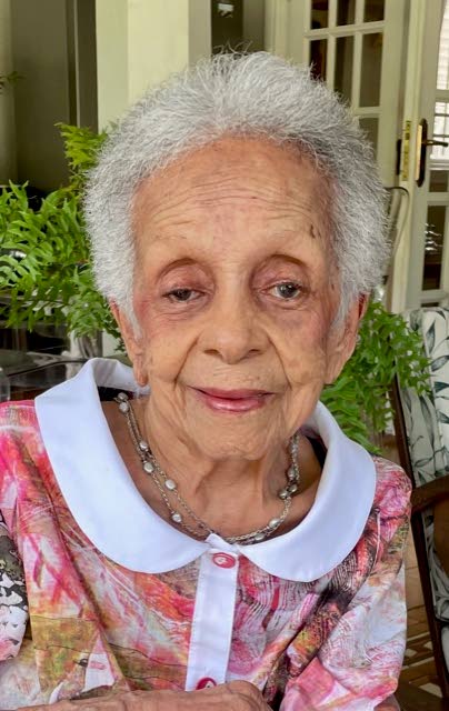 Honora Marie Salandy, nee Huggins, on the
eve of her 100th birthday in October 2021. -