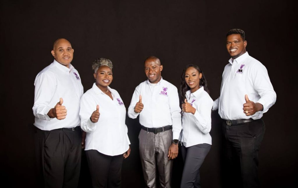 Innovative Democratic Alliance's first batch of candidates, left to right, Marlon Brizan, Kaye Wendy Trotman, Keon Clarke, Avernell Burris Manswell and Leroy George. Photo courtesy Innovative Democratic Alliance - 