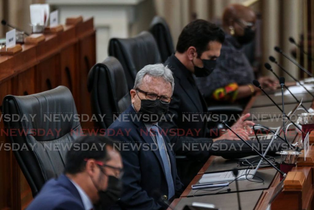 Minister of Finance Colm Imbert in the Red House during the 2021/2022 budget debate on October 9. - Jeff Mayers