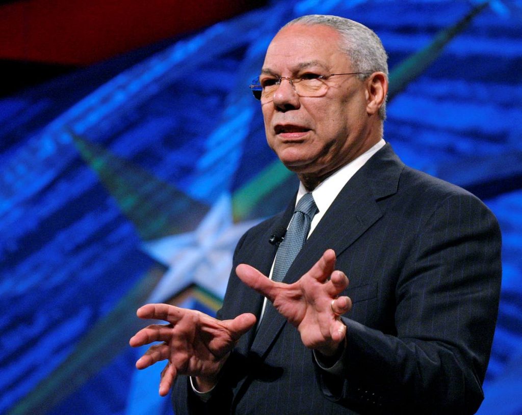 Former Secretary of State Colin Powell gives the closing keynote at the World Congress of Information Technology in Austin, Texas in this May 5, 2006 file photo. Powell, who died on October 25, visited Trinidad for the inaguration of the Eric Williams Memorial Collection in March 1998. - 