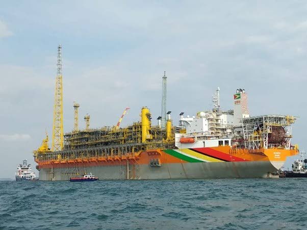 Liza Destiny FPSO, located offshore Guyana, currently produces 120,000 barrels of oil per day. Photo courtesy the Geological Society of TT - 