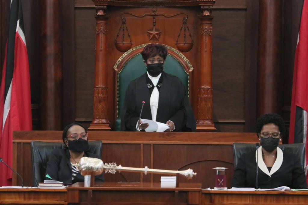 Speaker Bridgid Annisette-George during the 1st Extraordinary Sitting of the House of Representatives on October 21. - Office of Parliament