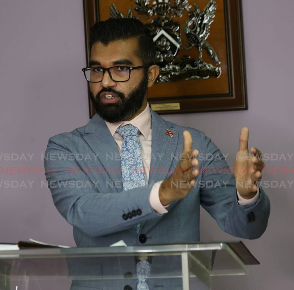 Barataria/San Juan MP Saddam Hosein at Sunday's UNC media conference at the Office of the Leader of the Opposition in Port of Spain. - PHOTO BY SUREASH CHOLAI
