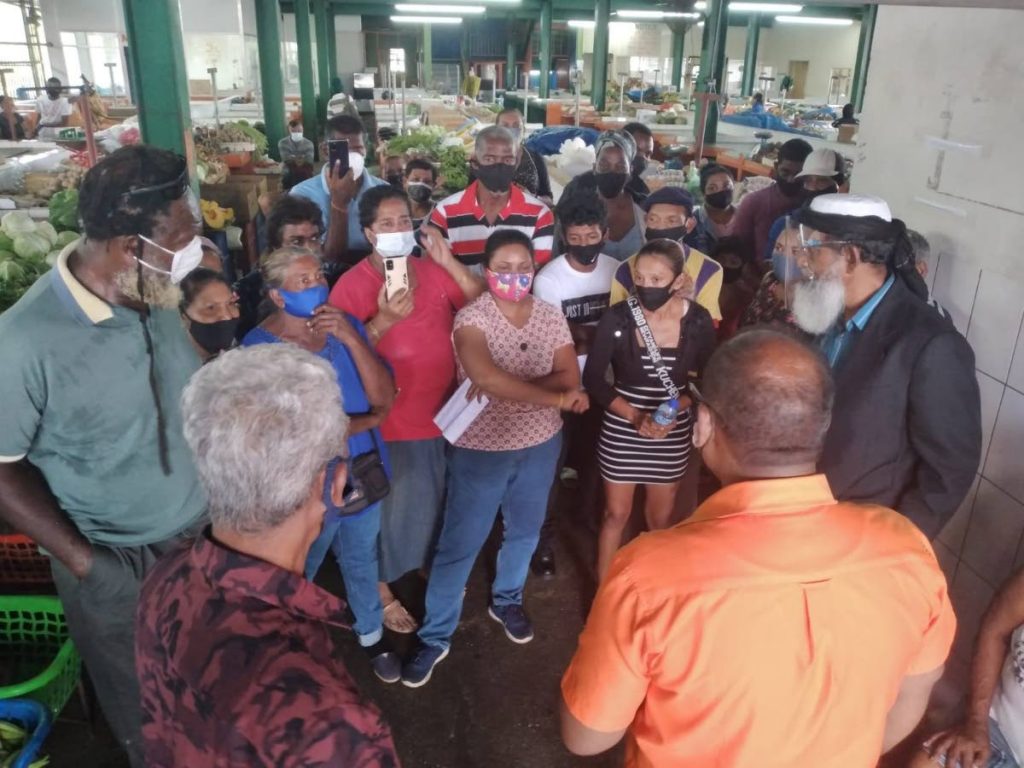 Princes Town market vendors met with officials of the Princes Town regional corporation at themarket, as officials seek to temproraily remove the vendors in order to conduct repairs to the market. - 